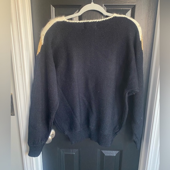 NWT Jocelyn Smith Vintage Beaded Gold Ivory Black Holiday Fancy Sweater Size L - Picture 8 of 8